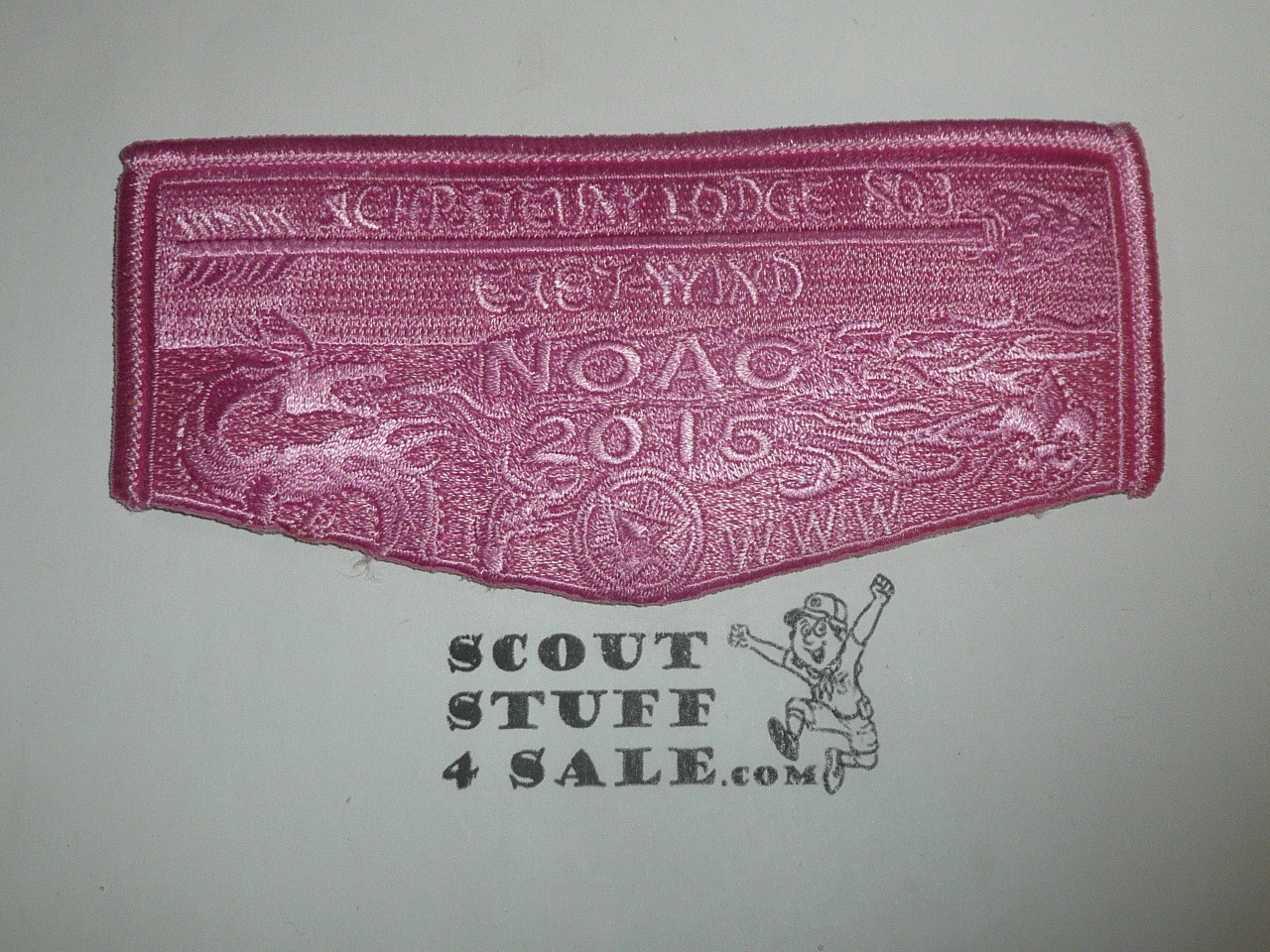 Order of the Arrow Lodge #498 Achpateuny 2015 NOAC East Wind Flap Patch, Breast Cancer Ghost