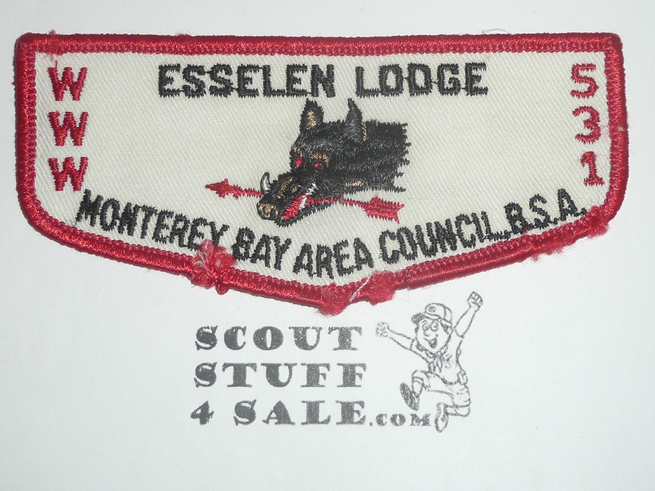 Order of the Arrow Lodge #531 Esselen f1b First Flap Patch, minor bdr damage, never sewn or washed