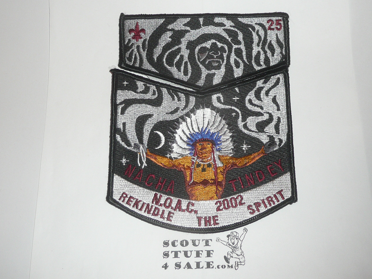 Order of the Arrow Lodge #25 Nacha Tindey 2002 NOAC 2-piece Flap Patch Set