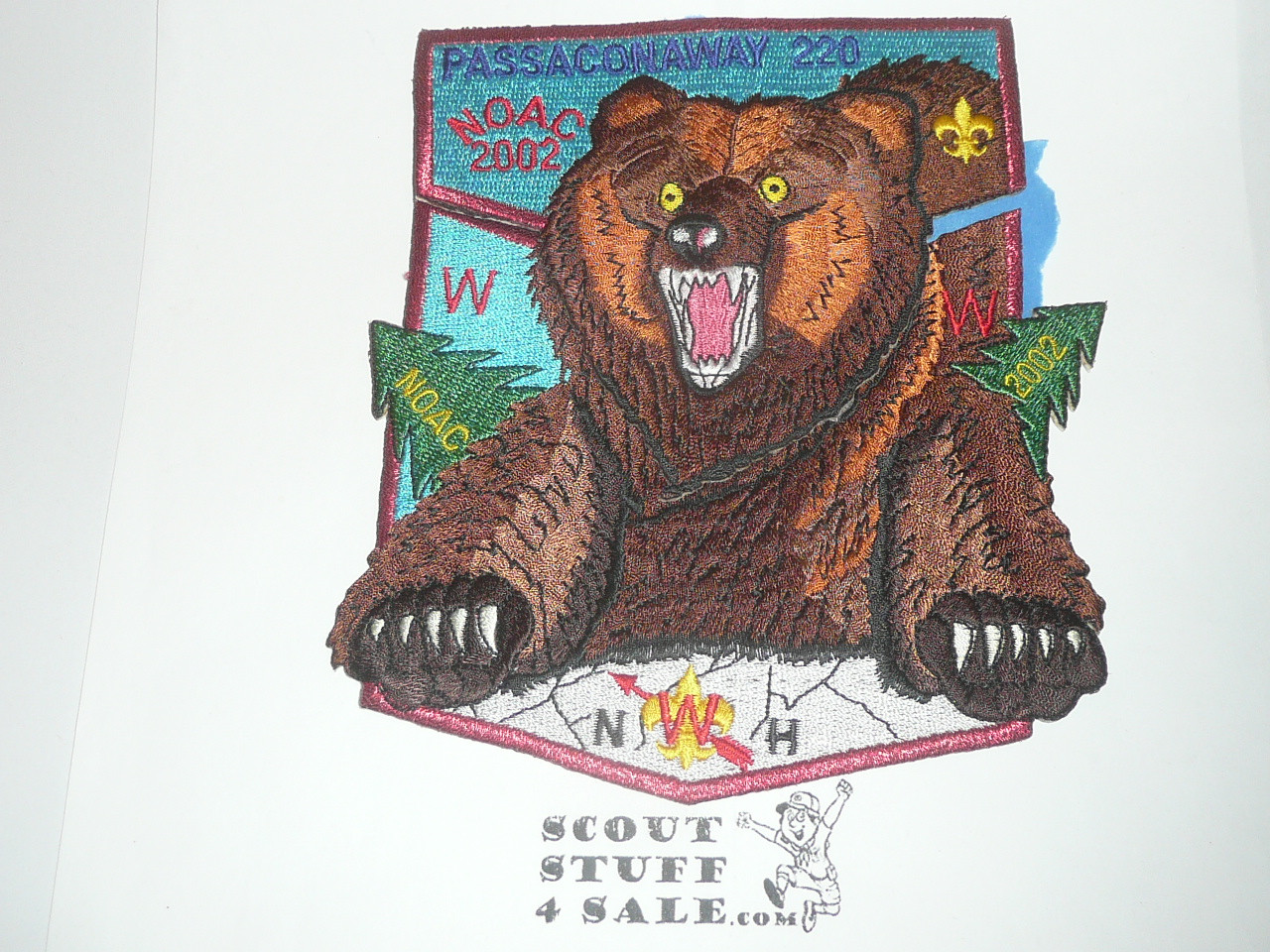 Order of the Arrow Lodge #220 Passaconaway 2002 NOAC 2-piece Flap Patch, red bdr