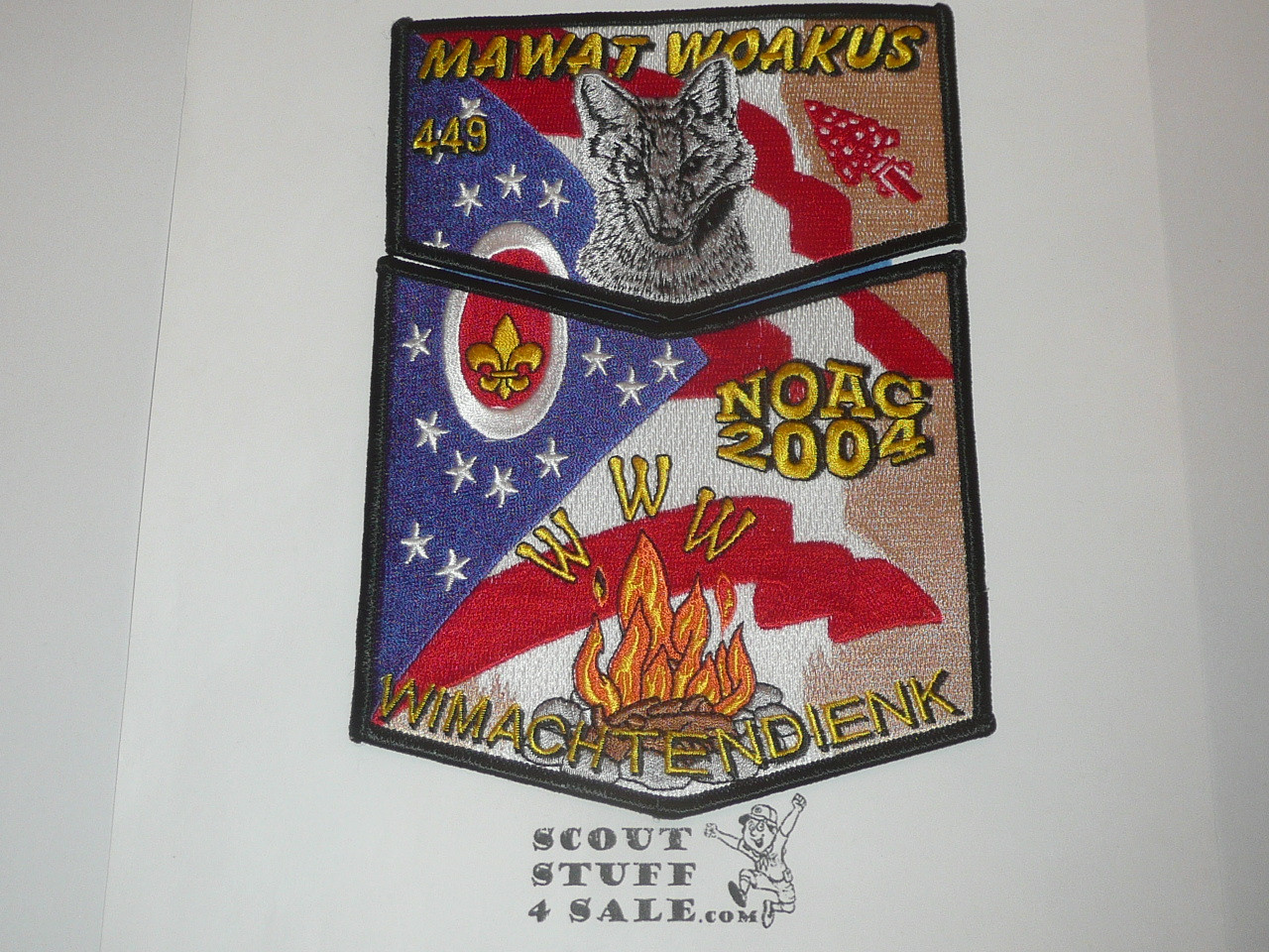Order of the Arrow Lodge #449 Mawat Woakus 2004 NOAC Flap Patch Set