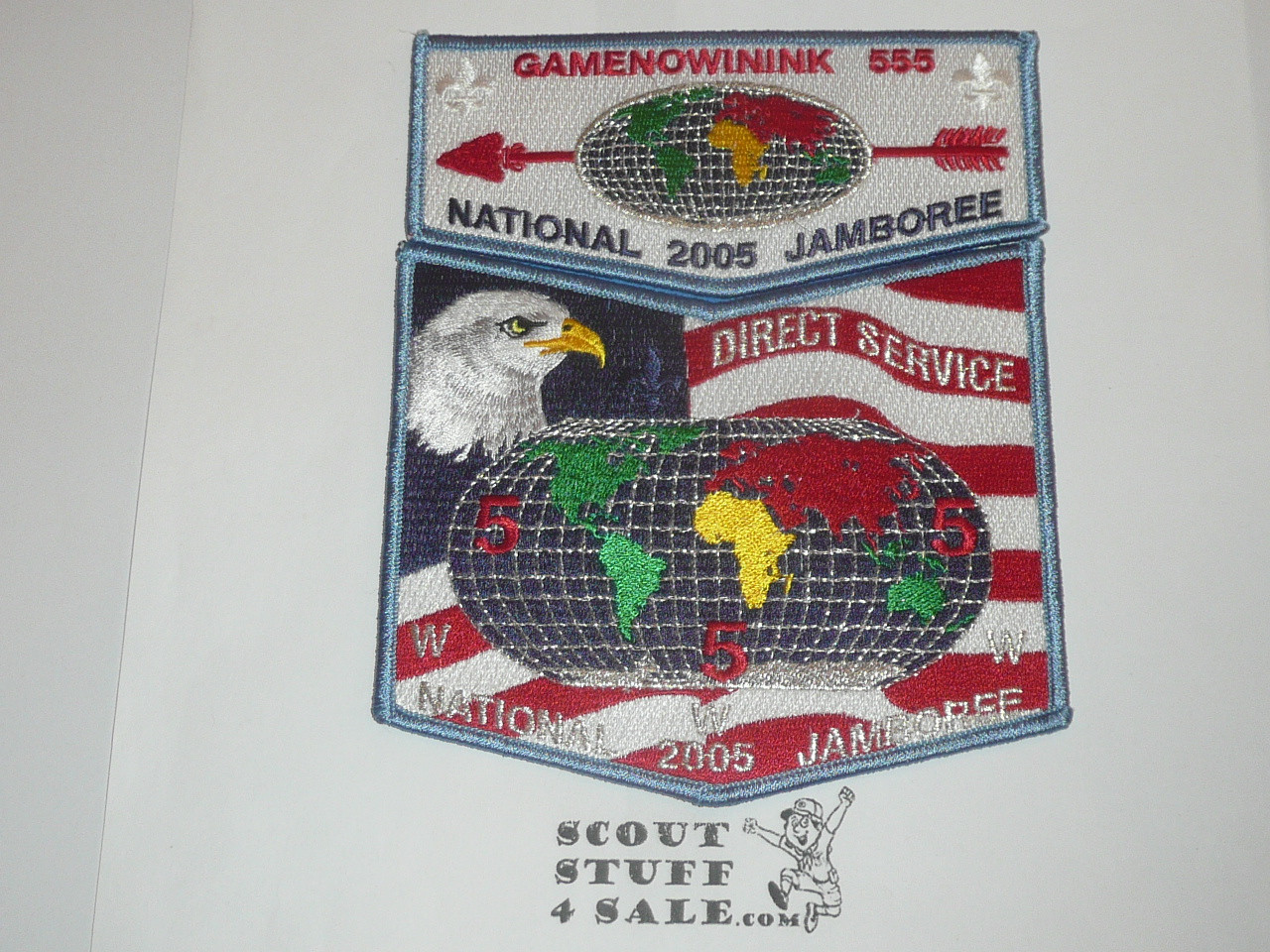 Order of the Arrow Lodge #555 Gamenowinink 2005 National Jamboree 2-piece Flap Patch Set