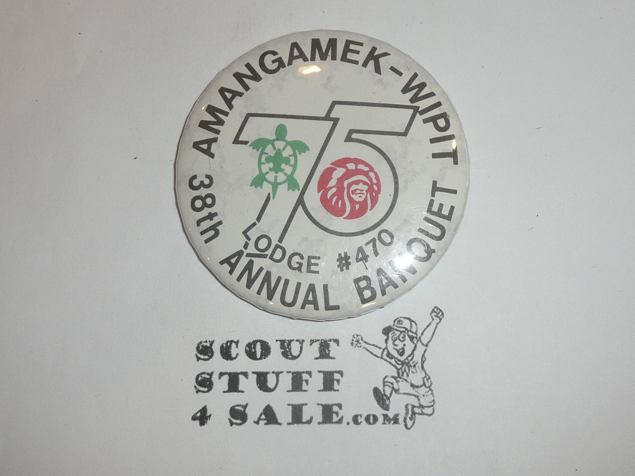 Order of the Arrow Lodge #470 Amangamek-Wipit 1990 Banquet Button