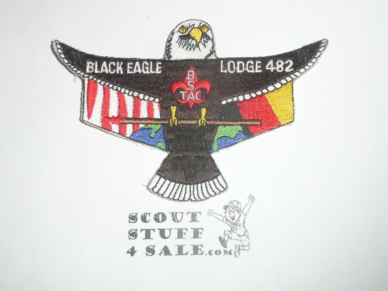 Order of the Arrow Lodge #482 Black Eagle Camp Freedom STAFF Half Sized Flap Patch