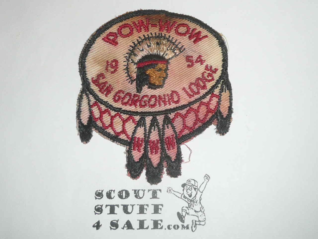 Order of the Arrow Lodge #298 San Gorgonio 1954 Fellowship Patch, color bleed and box soil