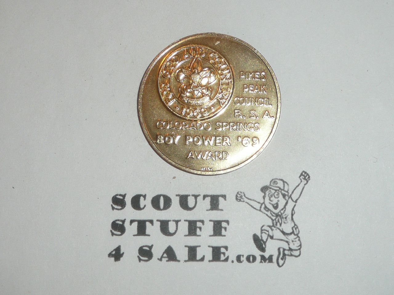 Pikes Peak Council 1969 Boy Power Award Coin / Token, Gold