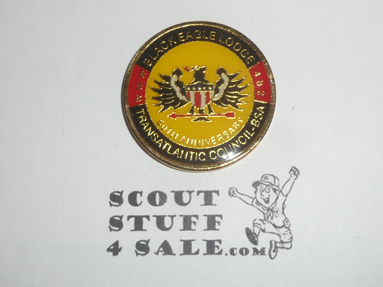 Order of the Arrow Lodge #482 Black Eagle Character Counts Challenge Coin, Transatlantic Council