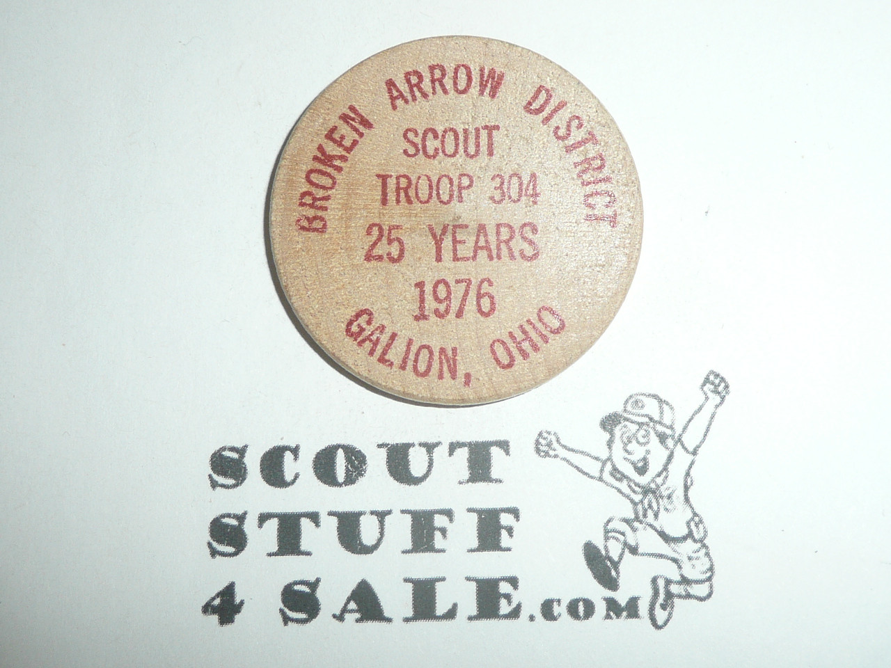 Boy Scout Troop 304 Galion OH 1976 Wooden Nickel