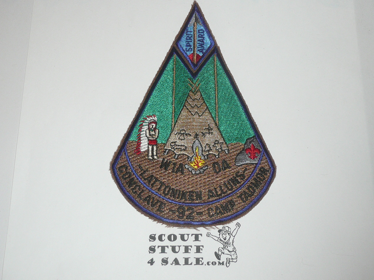 Section W1A Order of the Arrow Conclave Patch, 1992, Camp Tadmor, with Spirit Award