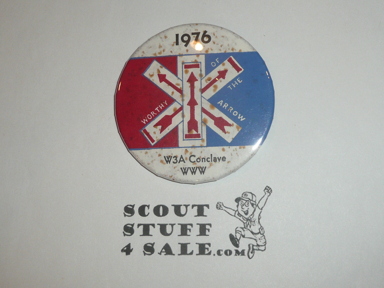 Order of the Arrow Area W3A Conclave Button, 1976