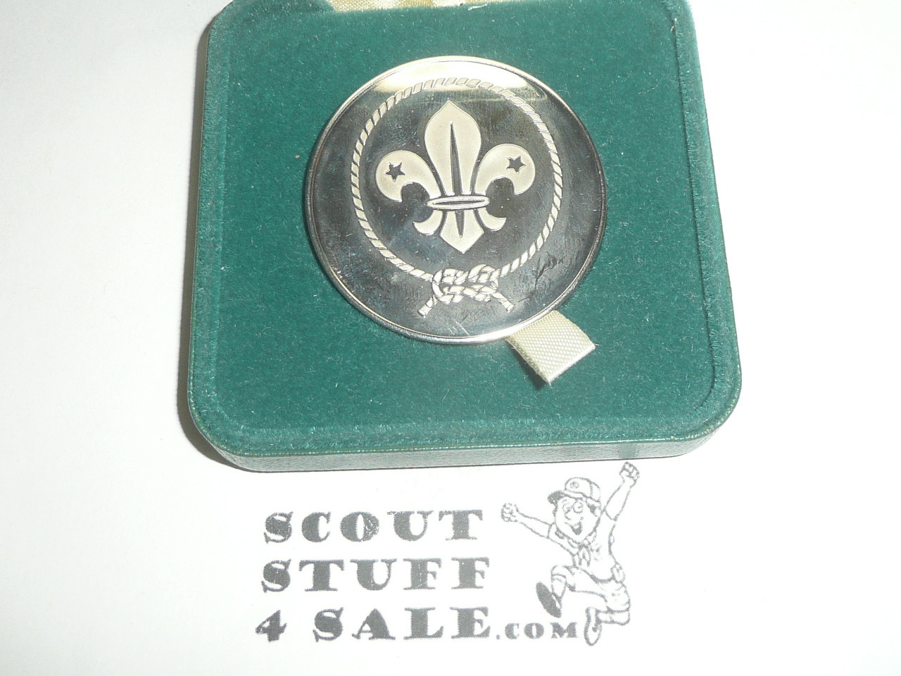 Silver Baden Powell Coin made by the World Scout Movement, in special case