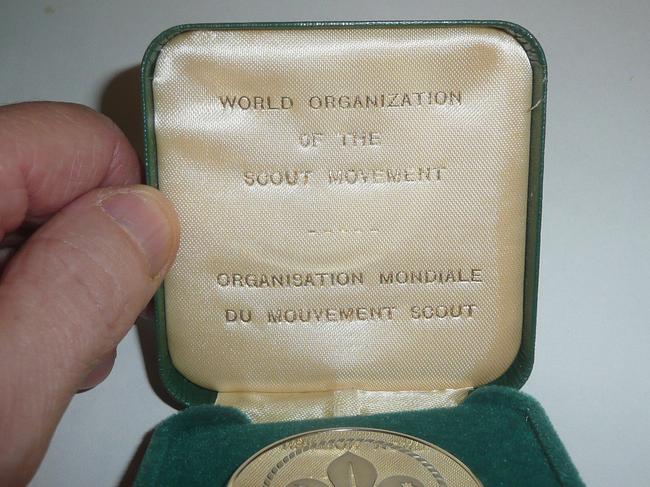 Silver Baden Powell Coin made by the World Scout Movement, in special case