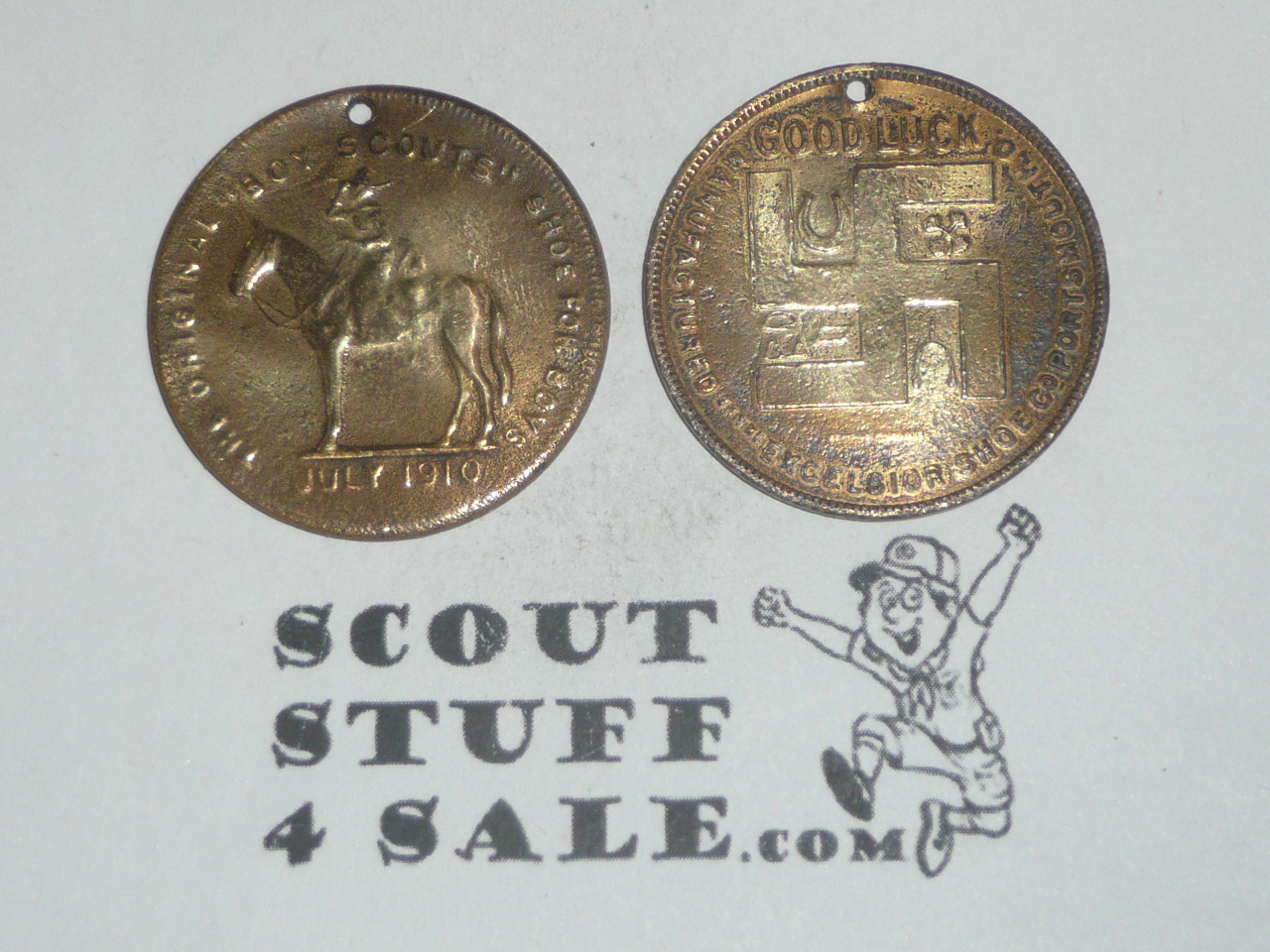 Excelsior Shoe Company Teens Boy Scout Coin / Token , Version 2 in litely worn condition