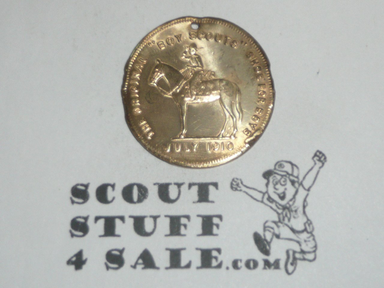 Excelsior Shoe Company Teens Boy Scout Coin / Token , Version 2 in very good condition but dinged at the edges