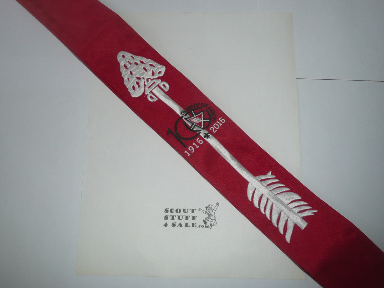2015 100th Anniversary Order of the Arrow Red ORDEAL Sash, Mint Condition