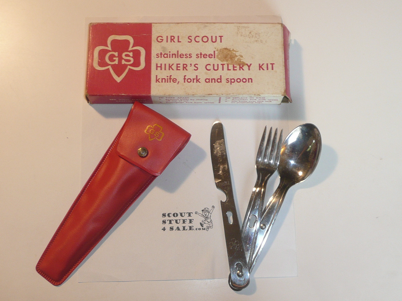1970's Official Girl Scout Fork Knife and Spoon Set, By Imperial, with original Box