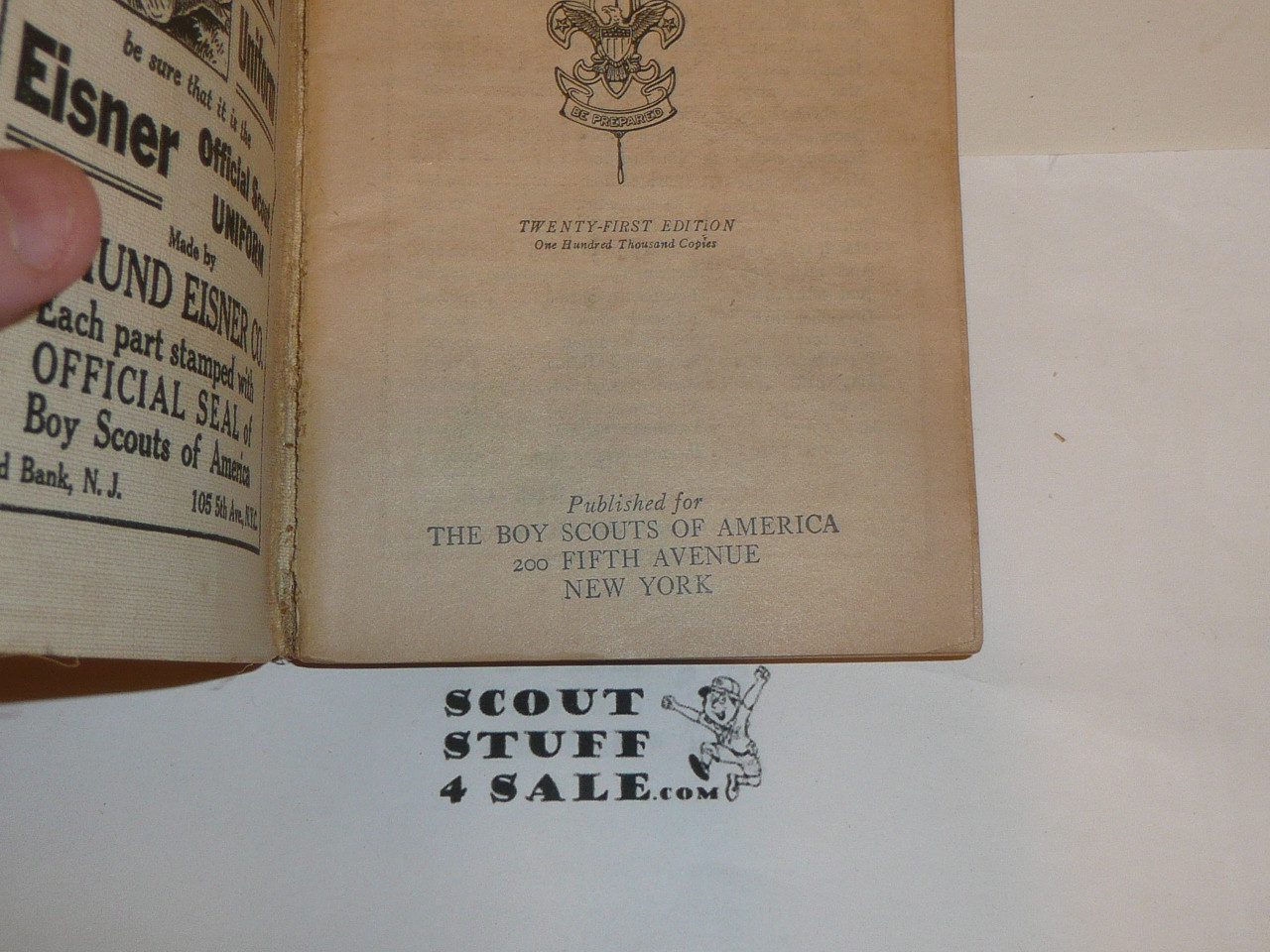 1919 Boy Scout Handbook, Second Edition, Twenty-first Printing, minimal spine and cover wear
