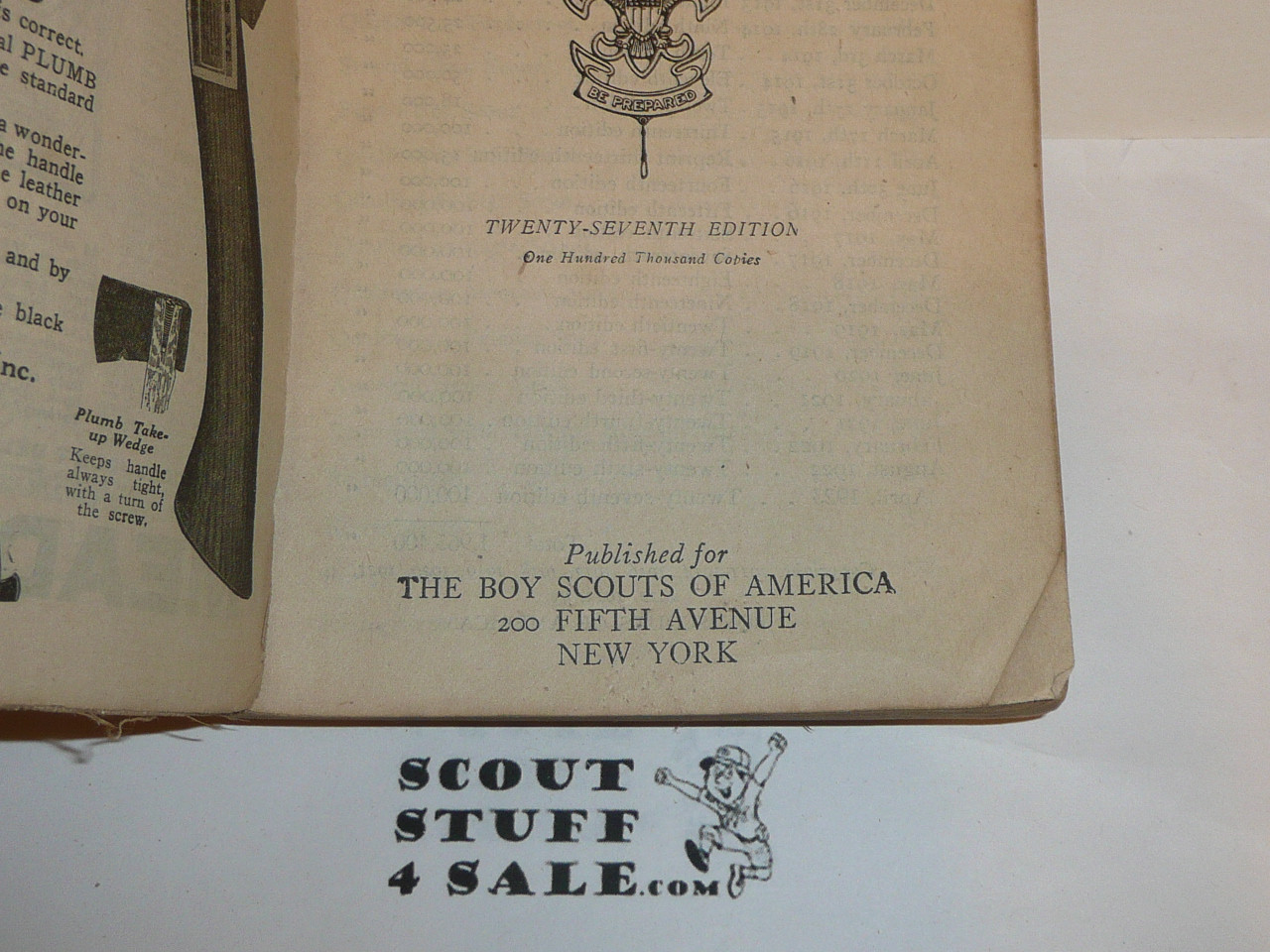 1923 Boy Scout Handbook, Second Edition, Twenty-seventh Printing, Some cover and spine wear