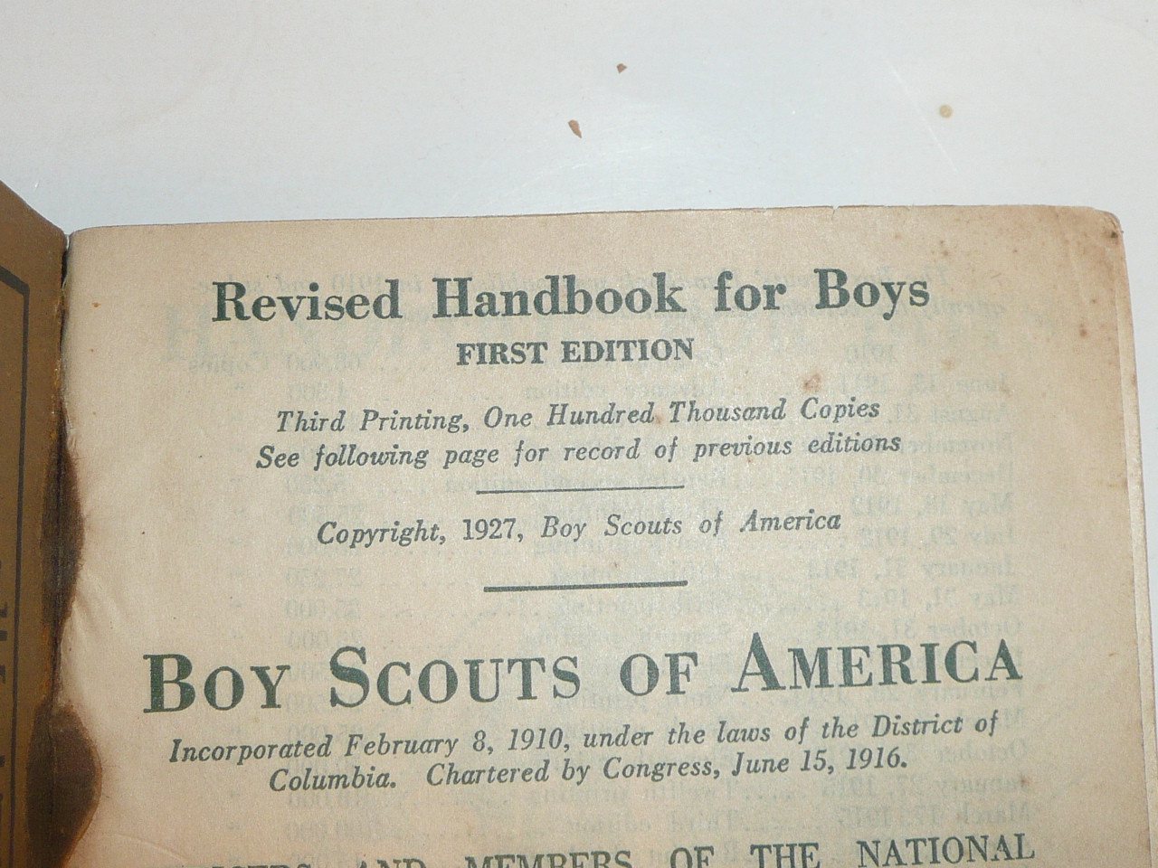 1927 Boy Scout Handbook, Third Edition, Third Printing, Norman Rockwell Cover, MINT condition