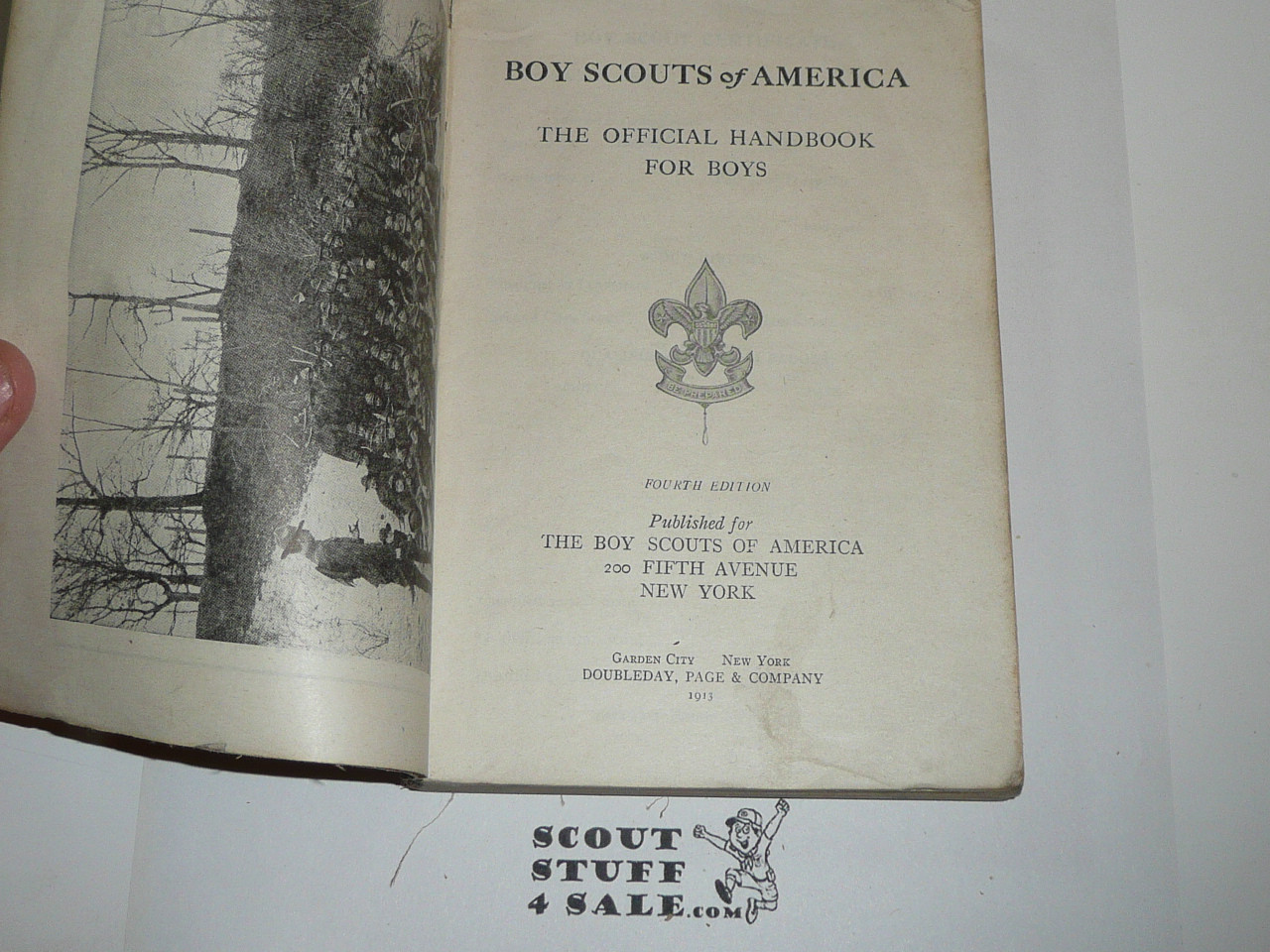 1913 Boy Scout Handbook, First Edition, Fourth Printing, printed "Fourth Edition" on title page, lite spine and cover wear #2