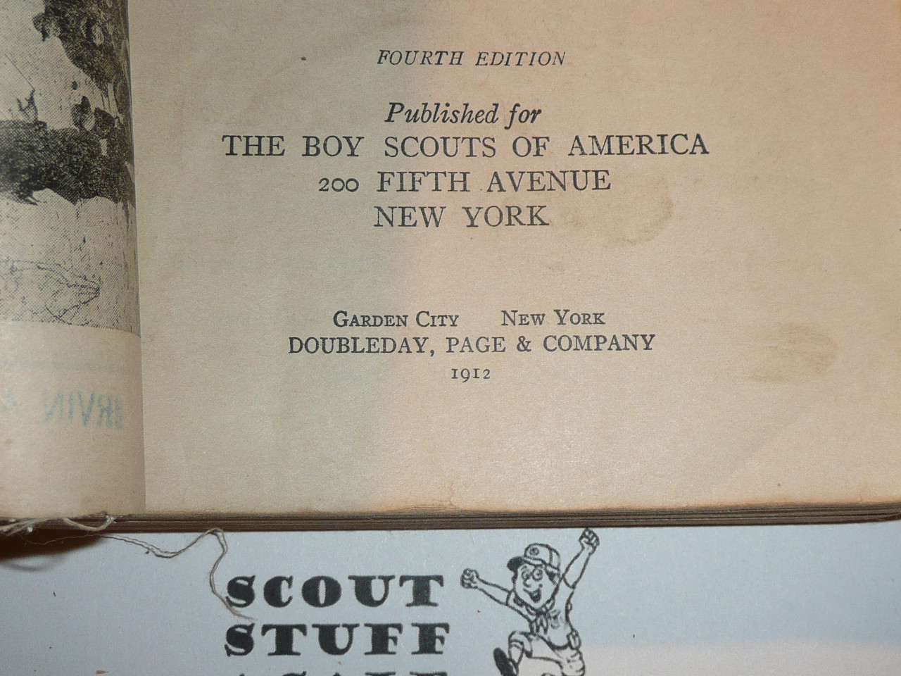 1912 Boy Scout Handbook, First Edition, Fourth Printing, printed "Fourth Edition" on title page, spine and cover wear