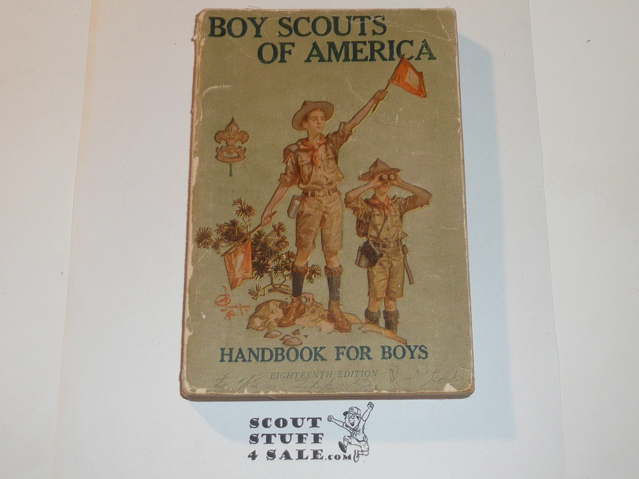 1918 Boy Scout Handbook, Second Edition, Eighteenth Printing, Lite cover and spine wear