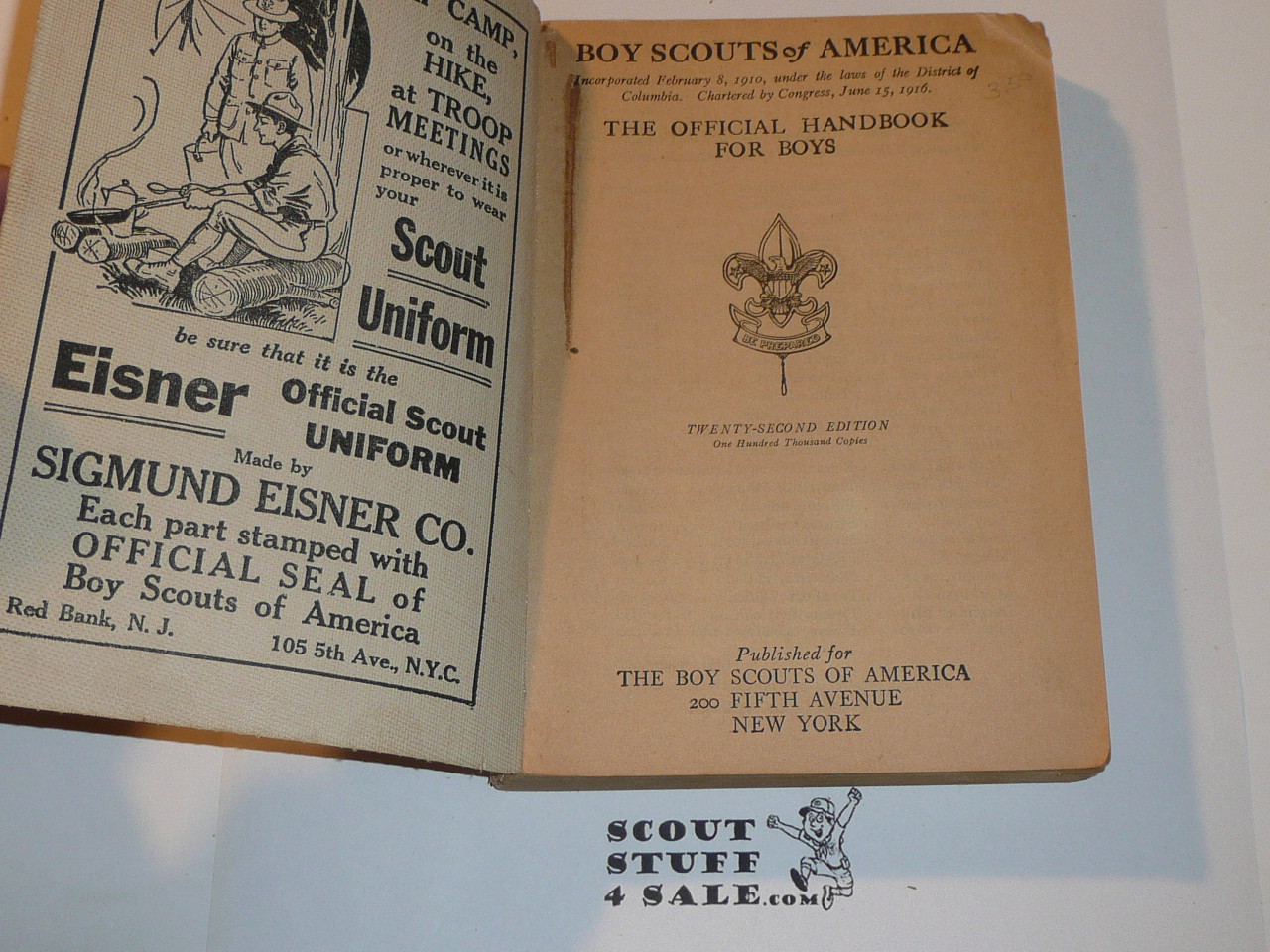 1919 Boy Scout Handbook, Second Edition, Twentieth Printing, minimal wear #3