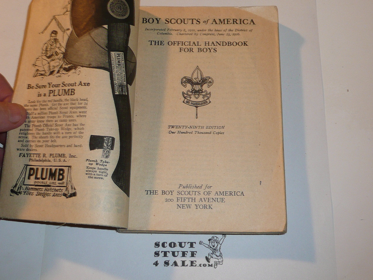 1923 Boy Scout Handbook, Second Edition, Twenty-ninth Printing, lite spine and cover wear #2