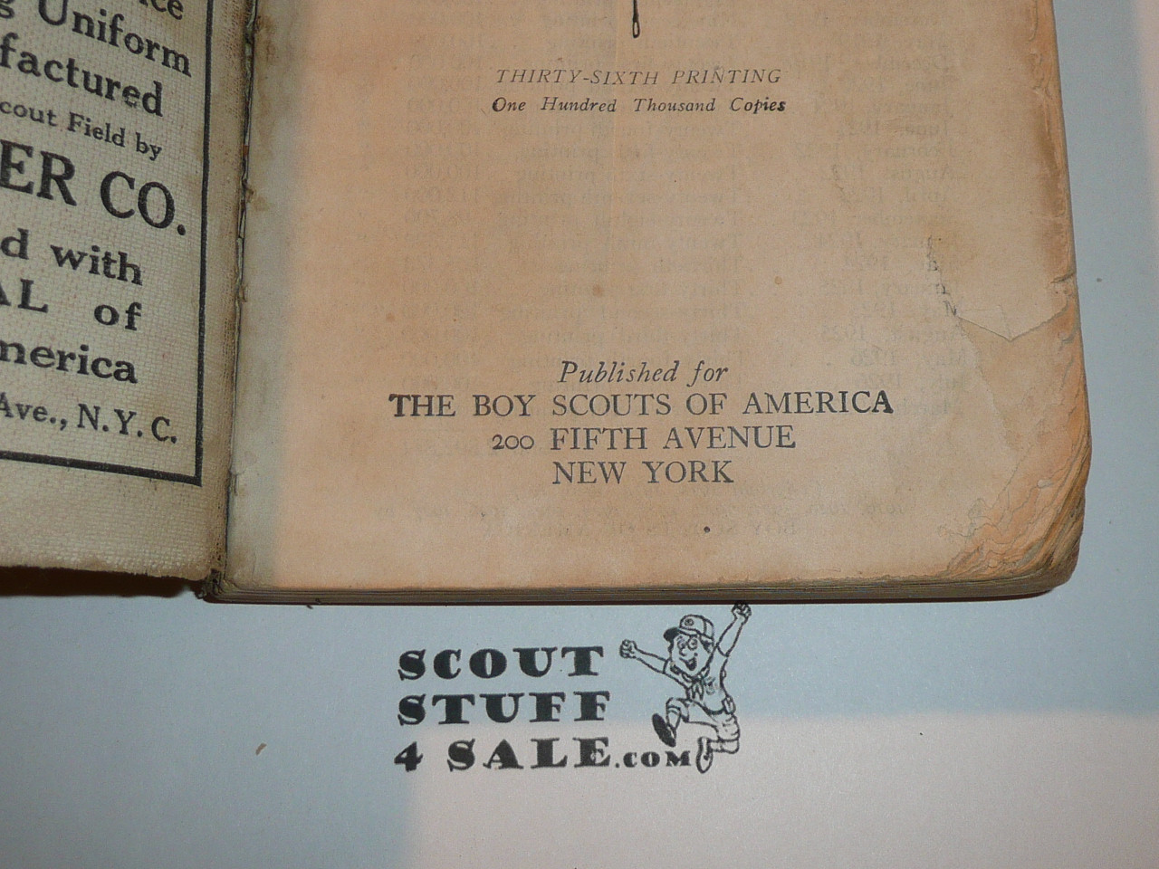 1927 Boy Scout Handbook, Second Edition, Thirty-sixth Printing, wear to spine and cover #2