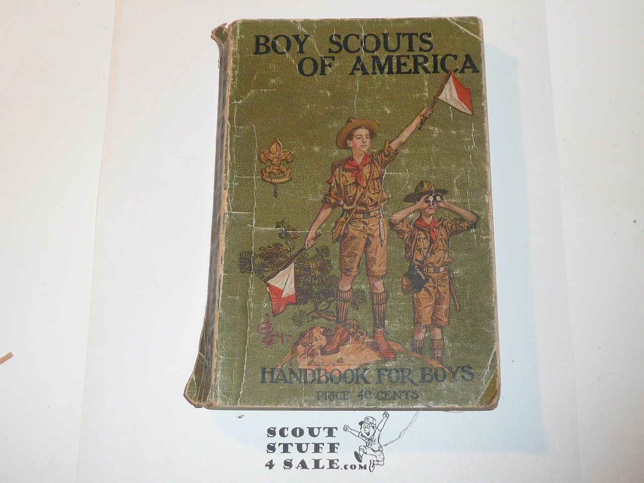 1927 Boy Scout Handbook, Second Edition, Thirty-seventh Printing, Lite wesr to cover and spine, no title page