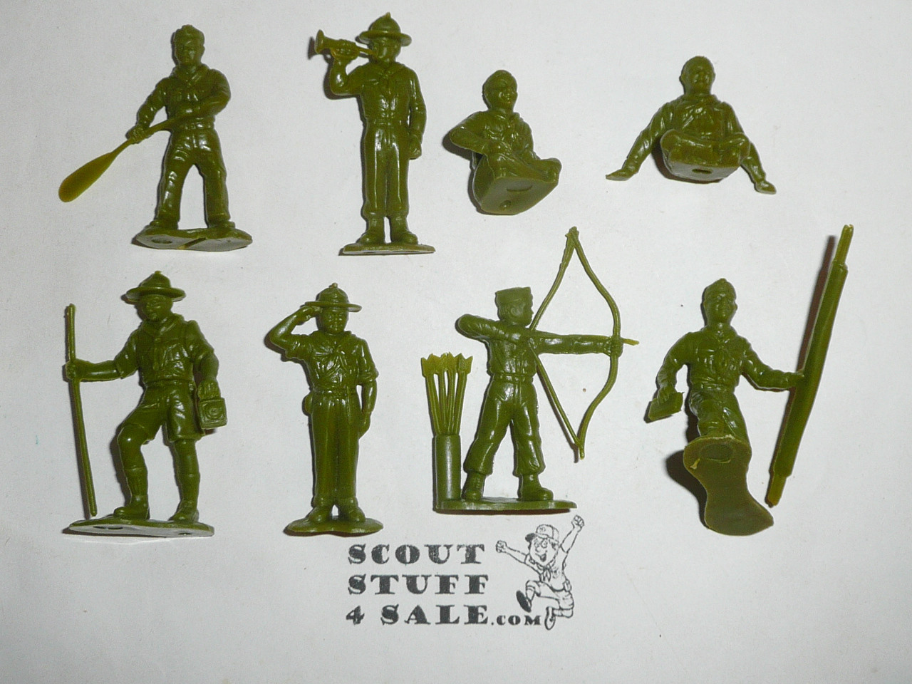 Plastic Molded Boy Scout Action Figurines set of 8 by Marx, Set #1