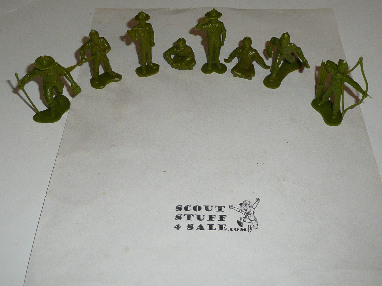 Plastic Molded Boy Scout Action Figurines set of 8 by Marx, Set #1