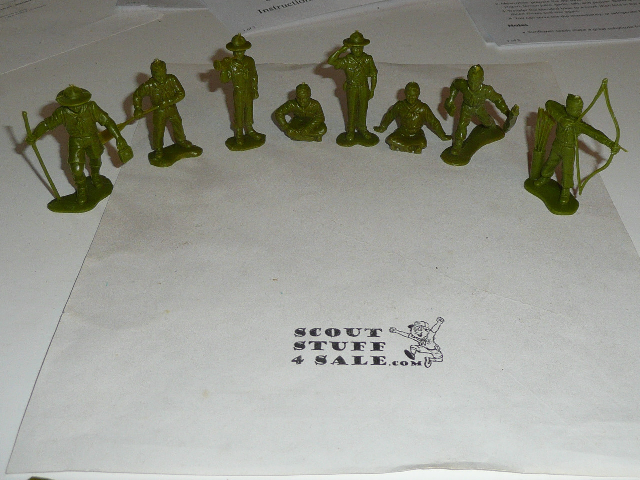 Plastic Molded Boy Scout Action Figurines set of 8 by Marx, Set #1