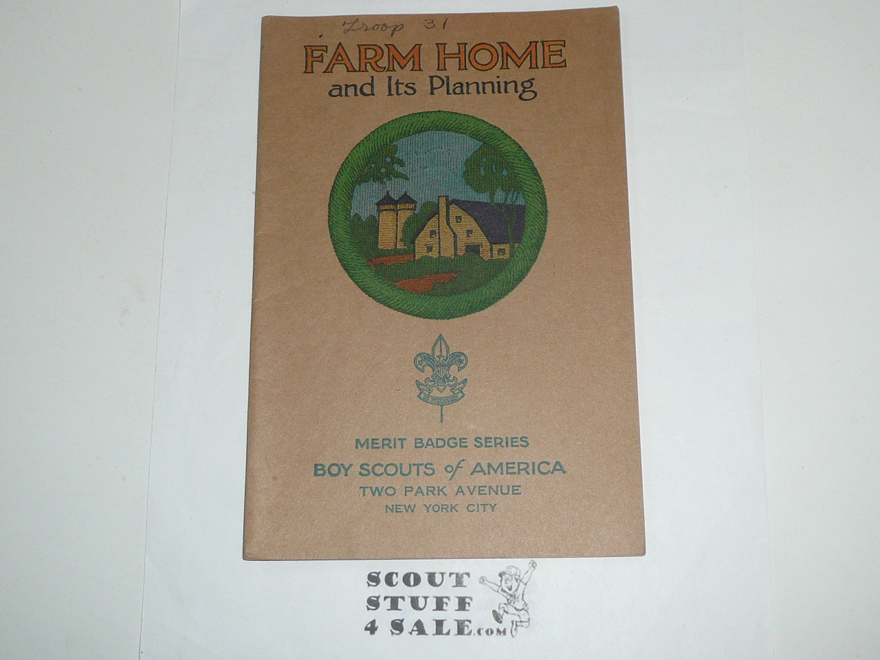 Farm Home & its Planning Merit Badge Pamphlet, Type 3, Tan Cover, 5-30 Printing, Mint Condition