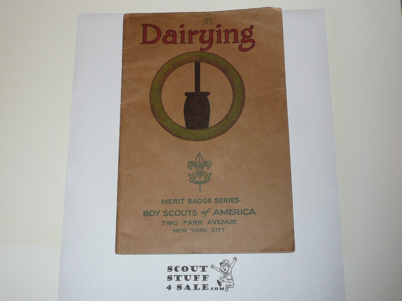 Dairying Merit Badge Pamphlet, Type 3, Tan Cover, 2-36 Printing