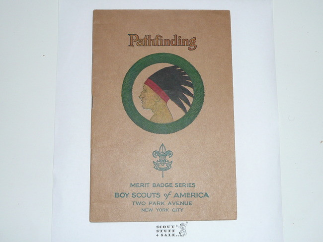 Pathfinding Merit Badge Pamphlet, Type 3, Tan Cover, 8-35 Printing