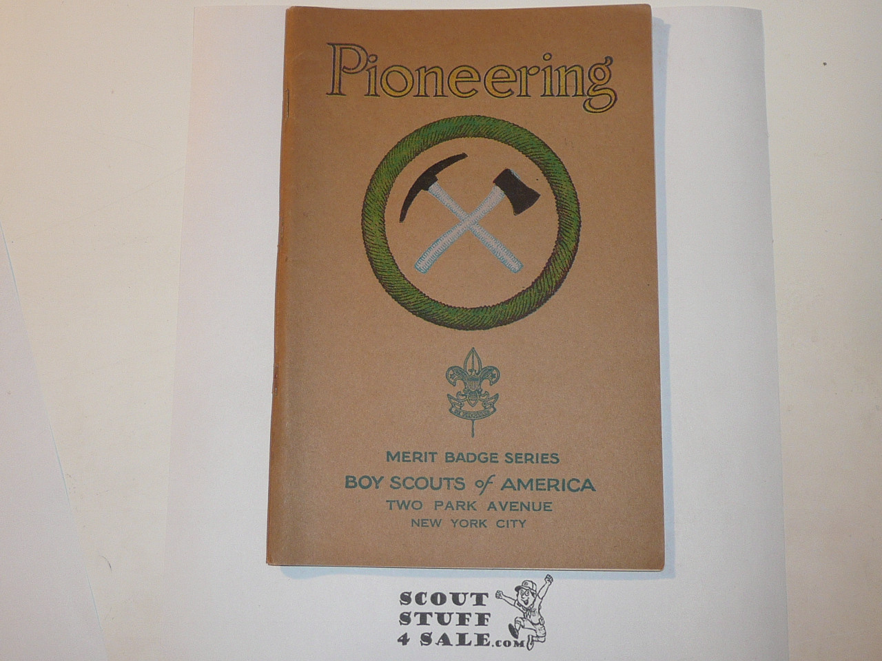Pioneering Merit Badge Pamphlet, Type 3, Tan Cover, 8-35 Printing