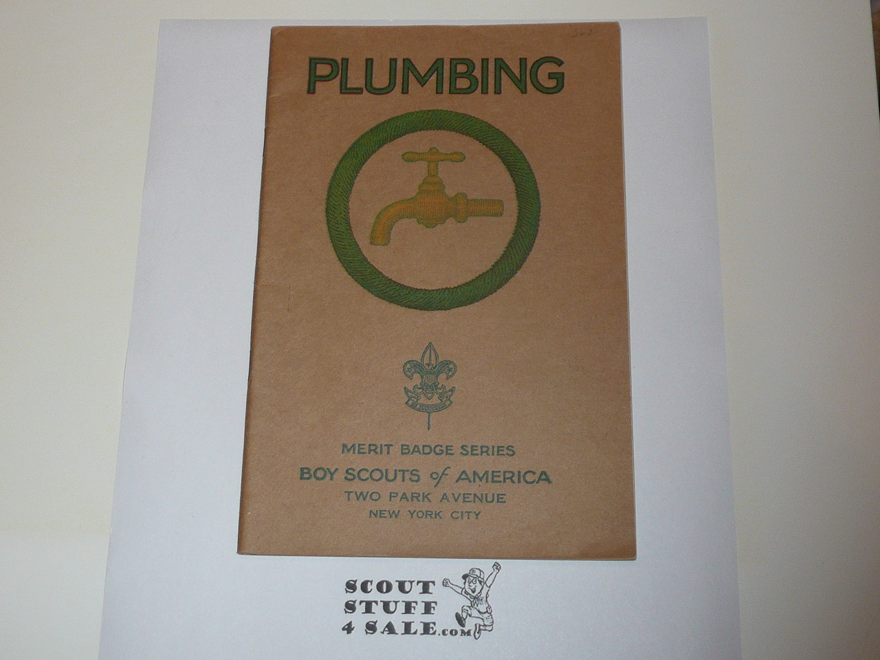 Plumbing Merit Badge Pamphlet, Type 3, Tan Cover, 1-37 Printing