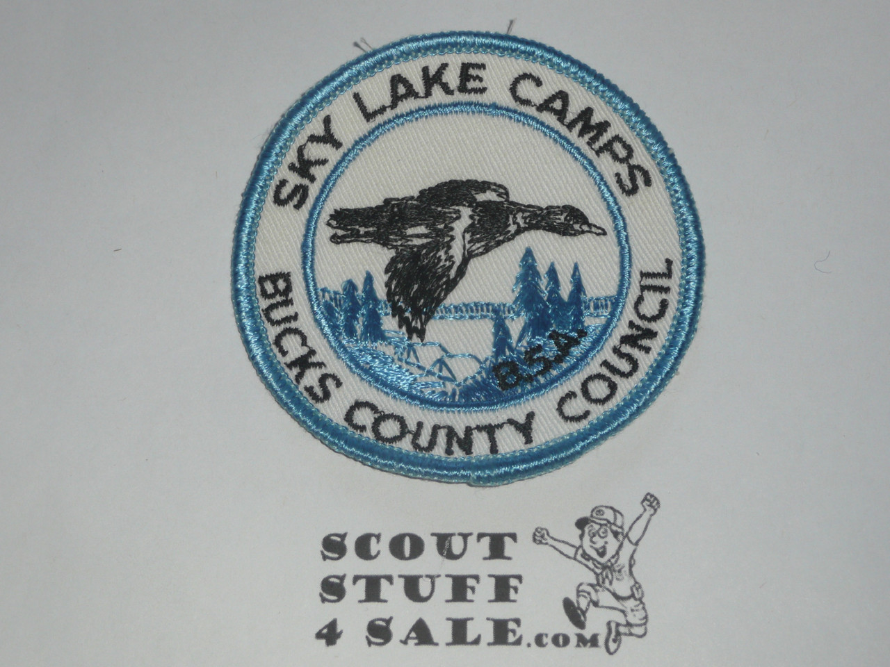 Sky Lake Camps, Bucks County Council, wht twill w/lt blue bdr, BSA