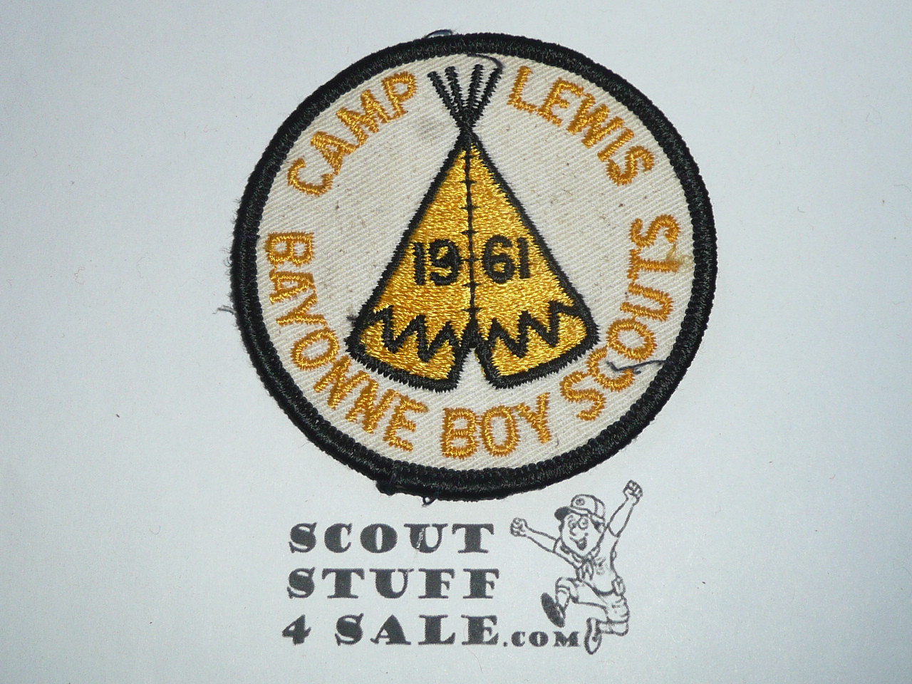 Camp Lewis Patch, Bayonne Council, 1961, box soiled