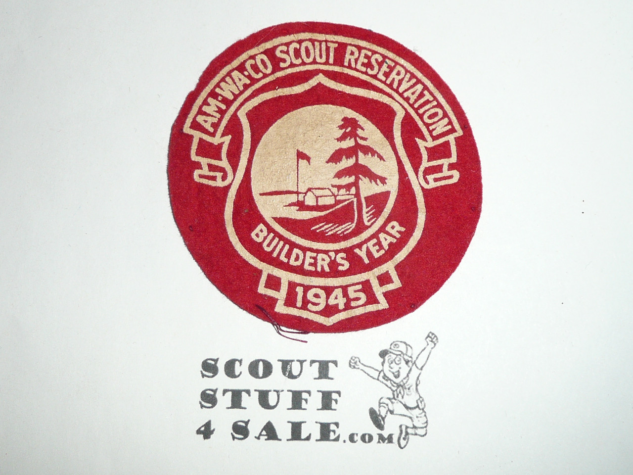 Camp AM-WA-CO Scout Reservation Felt Patch, Illinois, 1945 Builder's Year