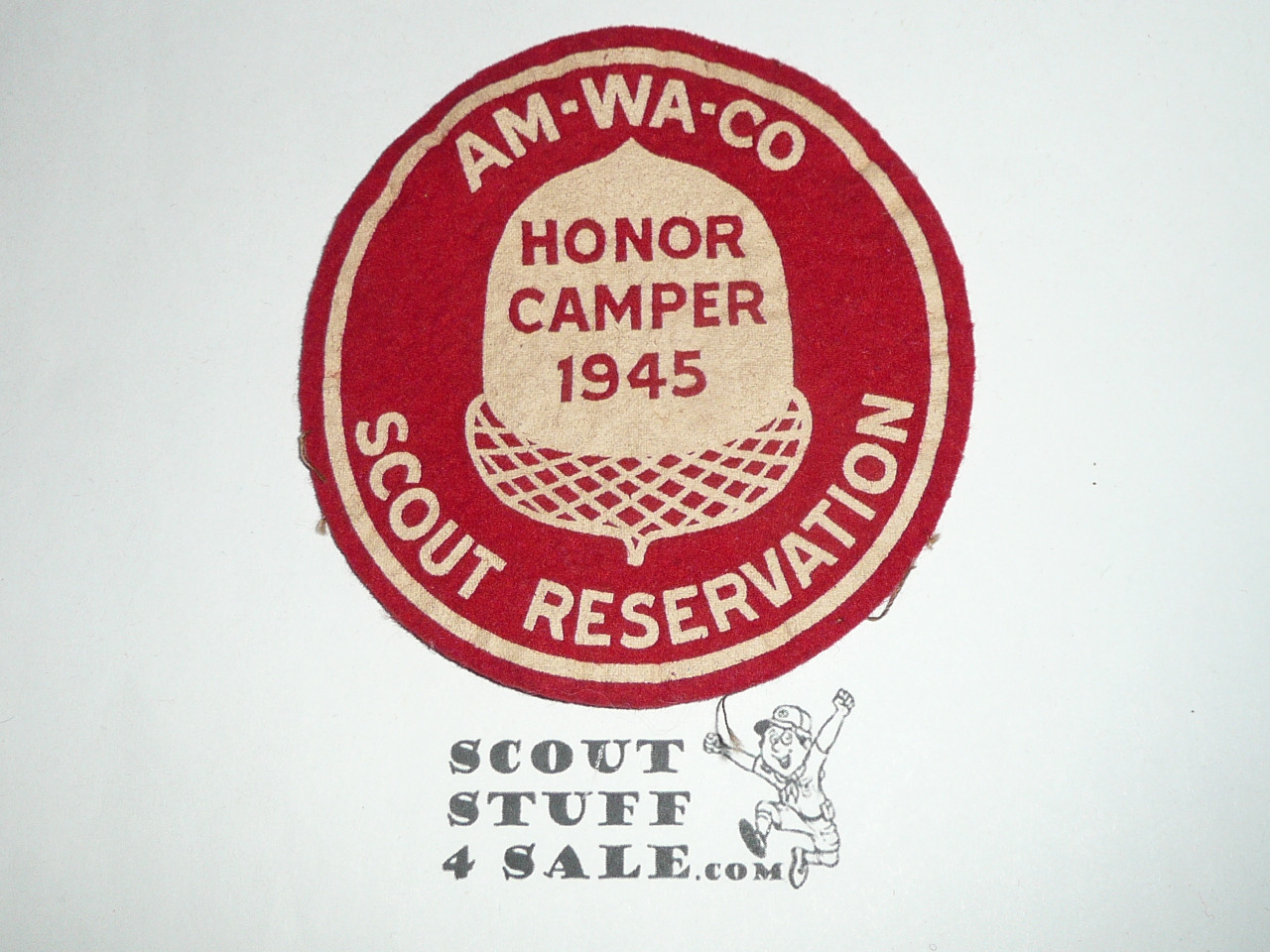 Camp AM-WA-CO Scout Reservation Felt Patch, Illinois, 1945 Honor Camper