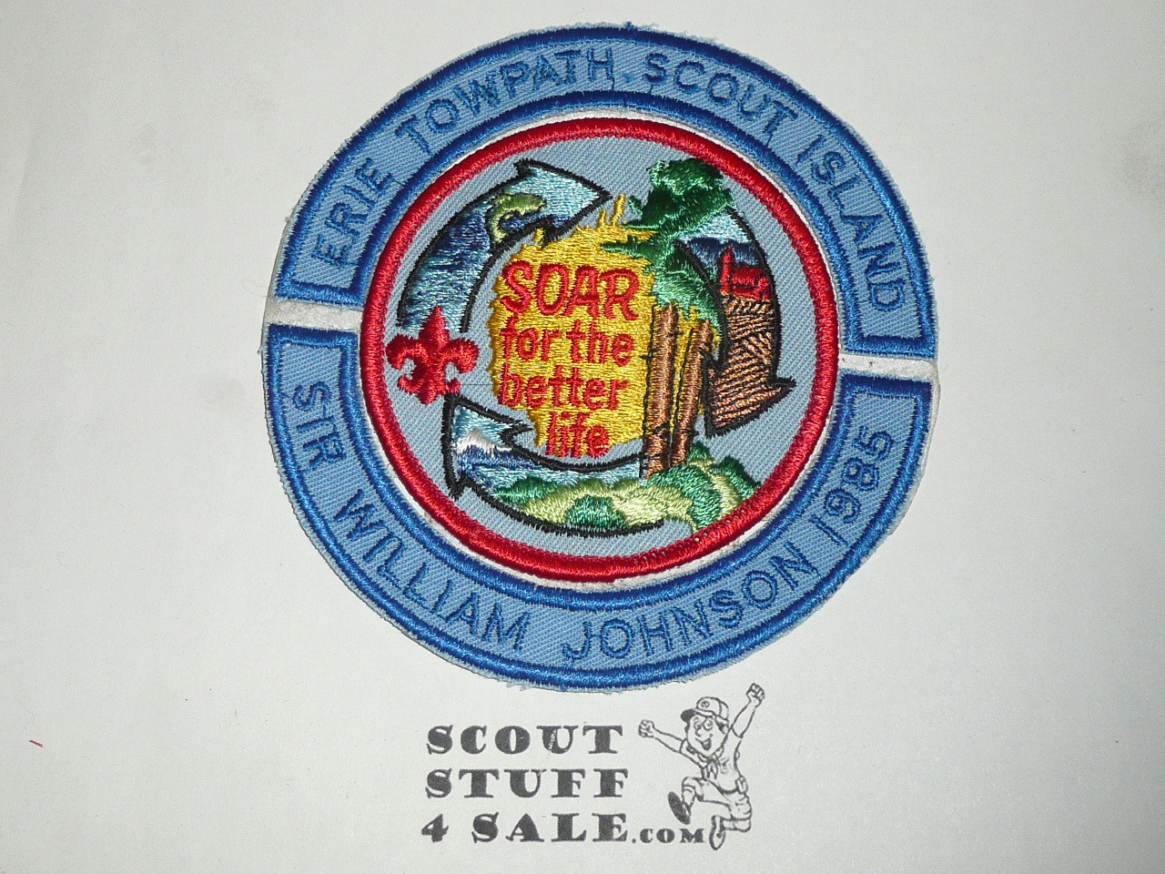 Erie Towpath Scout Island Segment Patch with Council segment, Sir William Johnson Council, 1985