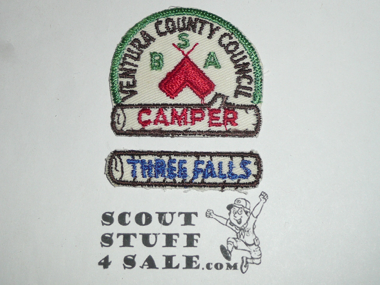 Camp Three Falls Segment Patch used with 1960's Council Camper Patch, Ventura County Council, segment only