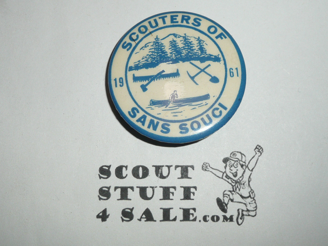 Scouters of Camp San Souci Pinback Button, Sir William Johnson Council, 1961