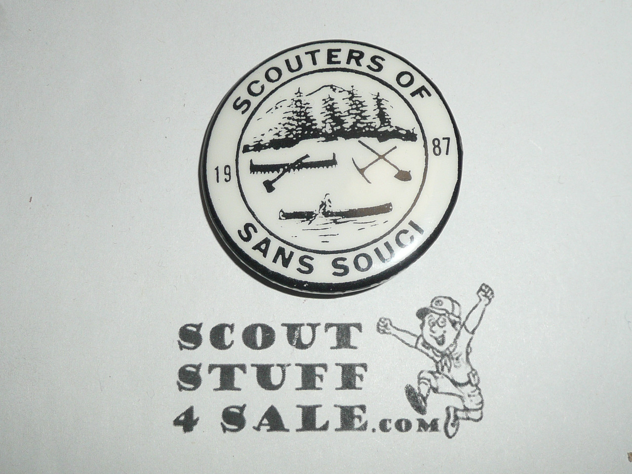 Scouters of Camp San Souci Pinback Button, Sir William Johnson Council, 1987