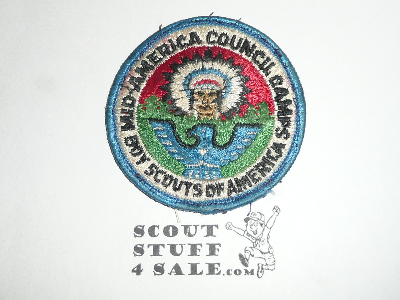Mid-America Council Camps Patch, lt blue bdr, sewn