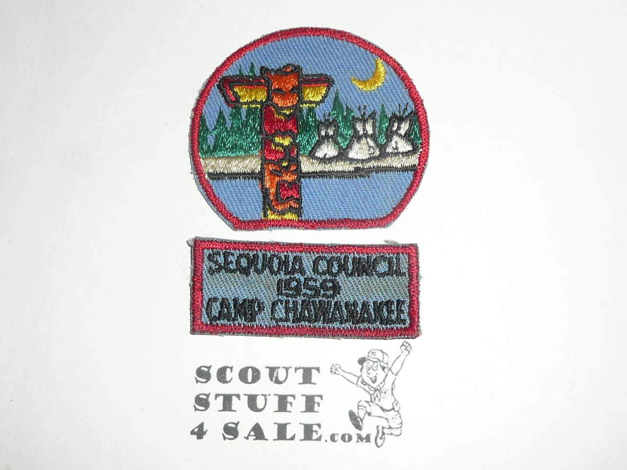 Camp Chawanakee Patch 1959, shown with Council camping patch but ONLY the Segment is included