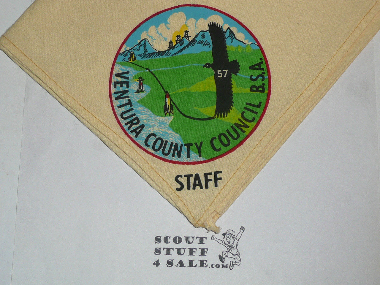 Camp Three Falls STAFF Neckerchief, Ventura County Council, Tan