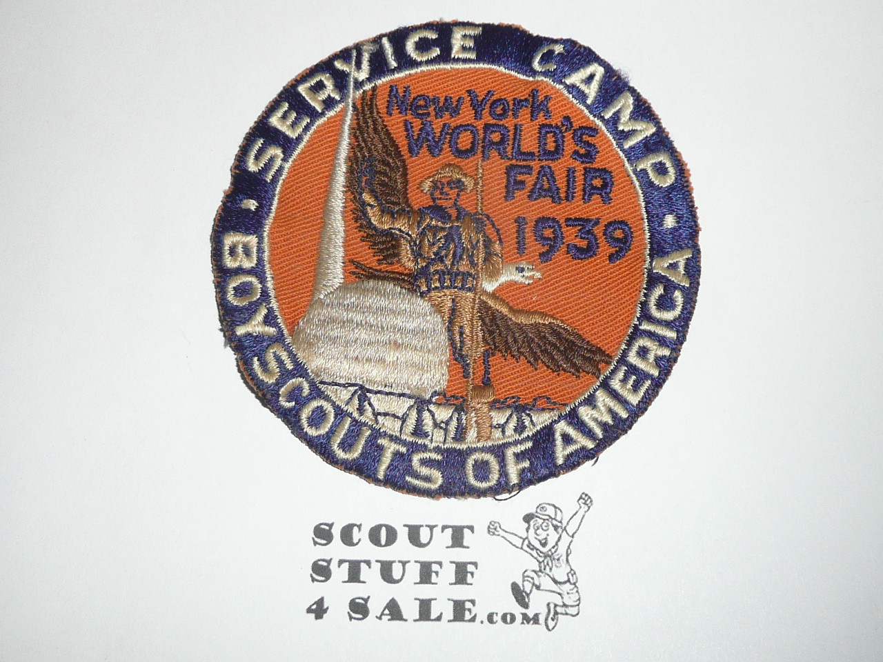1939 World's Fair Boy Scout Service Camp Patch, sewn but stiff